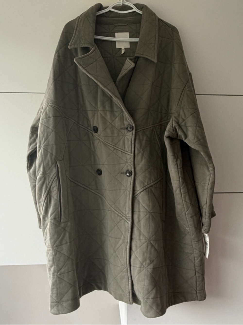 Avec Les Filles Quilted Olive Green Women's Coat 100% Cotton